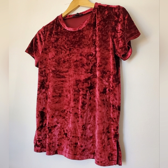 Forever 21 Crushed Velvet Burgundy Stretchy Top (Small) - Picture 5 of 5